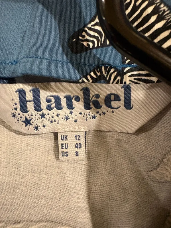 Harkel dress novelty zebra print whimsical blue sweetheart neck sz 8 M - Image 4