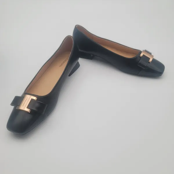C.Paravano Flats Women Shoes US 7.5 EUR 38 Black Square Toe Metal Buckles Ballet - Image 8