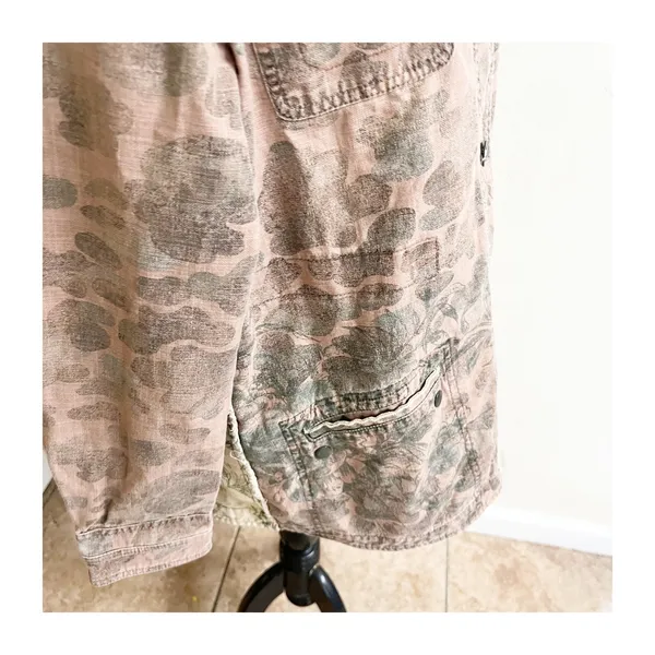 Anthropologie Hei Hei Jacket Womens Camo Multi Button Front Hooded Utility Large - Image 7
