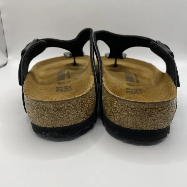 Birkenstock Black Faux Patent Leather Gizeh Sandals Made in Germany Sz EU 37 W6‎ - Image 5