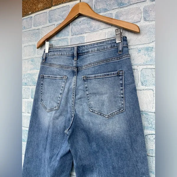 BAYEAS High -Rise Wide Leg Jeans with Frayed Hem size 28 - Image 7