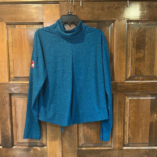 Canada Weather Gear Women's‎ XL Blue Marled Funnel Neck Drawstring Hem Top - Image 4