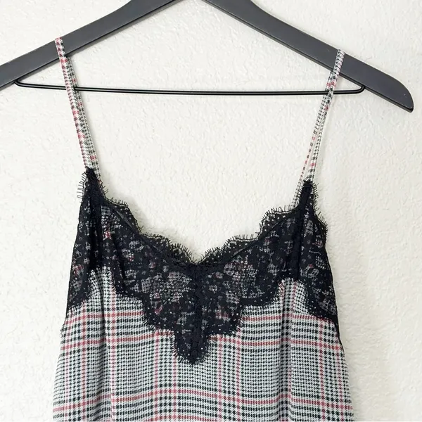 Abercrombie & Fitch Womens Lace Trim‎ Tank Top Grunge Punk Houndstooth Y2K XS - Image 2