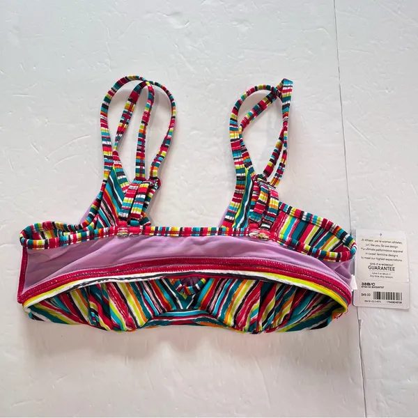Athleta Montego Colorful Stripes Shirred Underwire Adjustable Bikini Top 38B/C‎ - Image 8