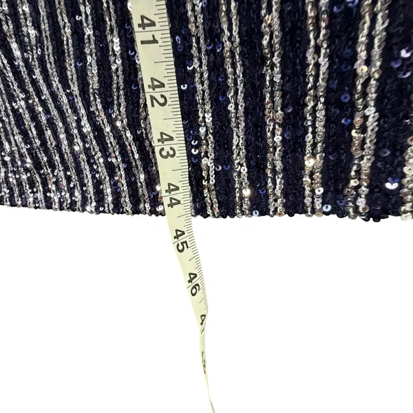 Anthropologie Flat White Sequin Stripe Midi Dress Womens M Blue Evening Cocktail - Image 11