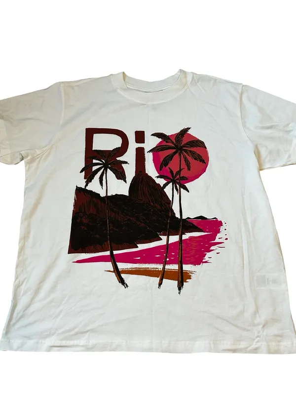 FARM Rio Short Sleeve Graphic T-Shirt Casual Classic Streetwear Size Large - Image 4