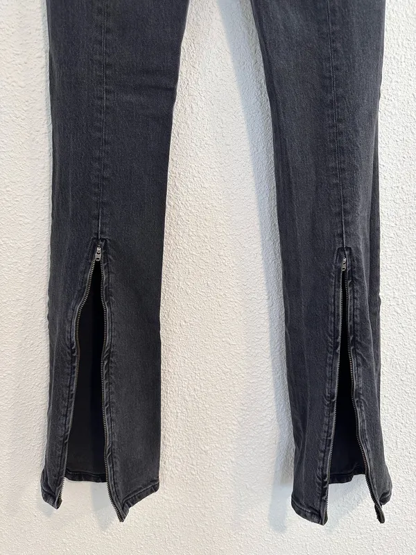 reformation camilla vintage erie black high waisted back ankle zip flare jean - Image 10