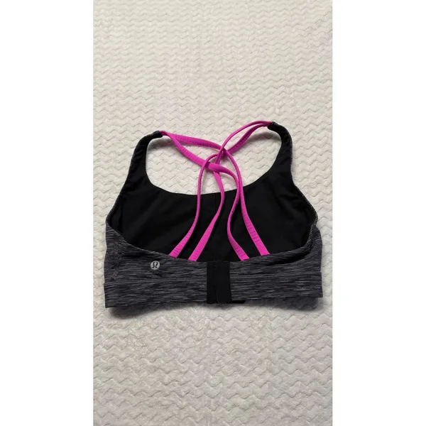 Lululemon All Sport Bra Space Dye Black Pink Strappy Back Size 6 LW2DDXS - Image 3