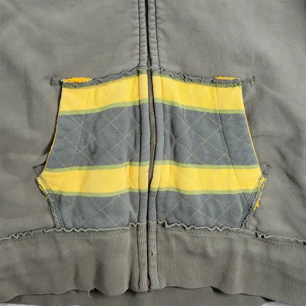 VTG Prvcy CA Full Zip Hoodie Jacket Womens‎ Large Green Yellow Distressed Thick - Image 15