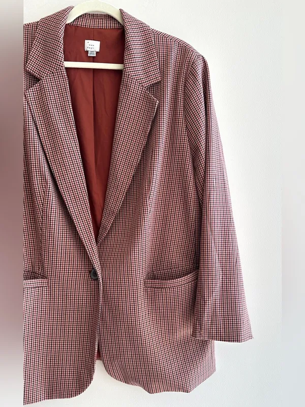 a new day Women’s Oversized Fall Blazer, Brown Plaid, Size XXL - Image 4