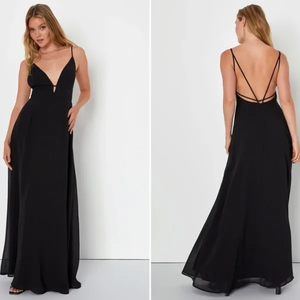 LULU's Elegant Wedding Special Event Sexy Flowy Maxi Gown • Medium NWOT - Image 2