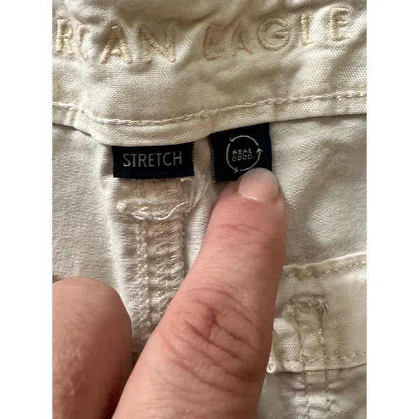 American Eagle Women Cream Wide Leg Cargo Pants Size 14 Stretch Lyocell Utility - Image 3