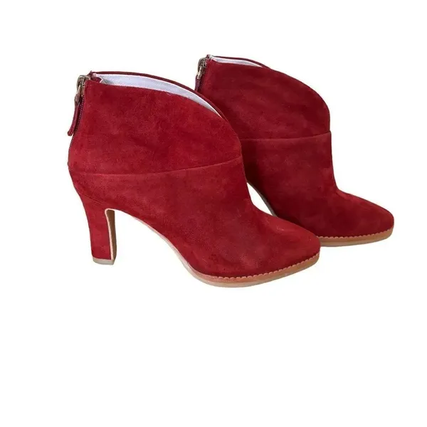 Lola Cruz Herne V Cut Zip Ankle Boot Red Suede 6.5 - Image 4