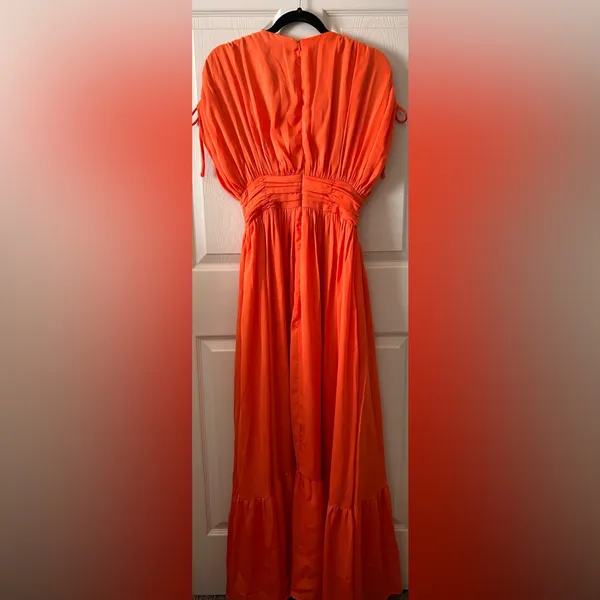 French Connection‎ Audrey Autumn Wedding Guest Maxi Whimsical Dress Mandarin Orange Jewel Tone Sz 6 - Image 6