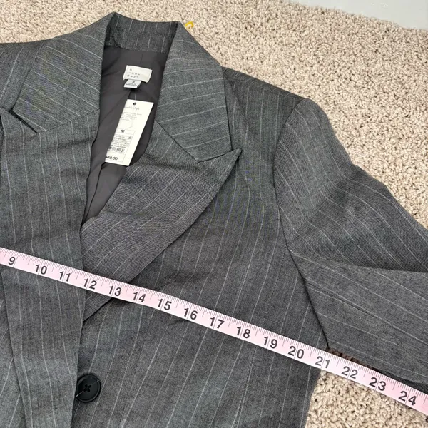 A New Day Women's Button Up Blazer Jacket, Gray Pinstripe, Medium NEW - Image 7