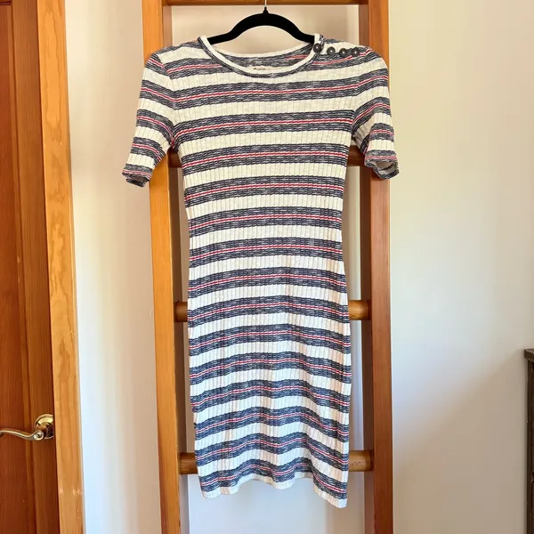 Madewell Short-Sleeve Mini Dress in Lawton Stripe XS Patriotic Nautical - Image 2