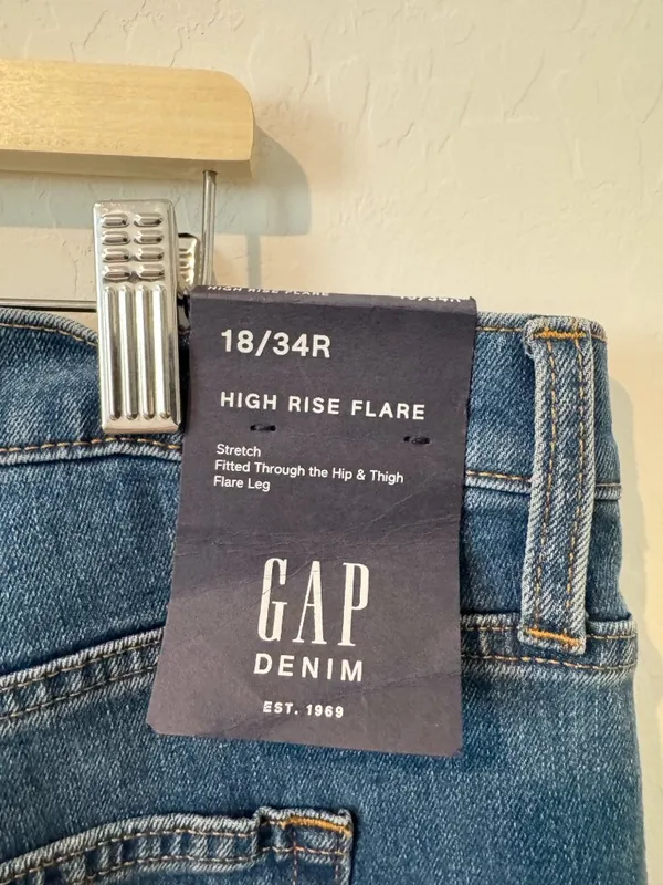 Gap Denim Jeans Size 18 Plus Medium Wash High Rise Flare Western Coastal Cowgirl - Image 8