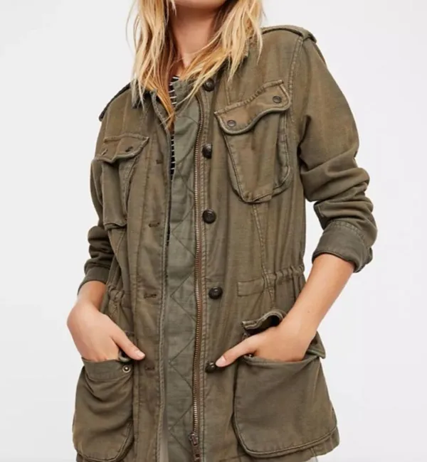 Free People Not Your Brothers Surplus Olive Green Jacket Size Medium - Image 2
