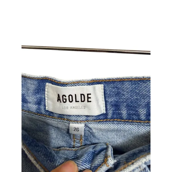 Agolde Dee High Rise Distressed‎ Denim Shorts Light Wash Blue 26 - Image 3