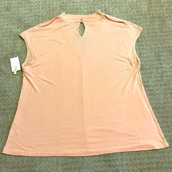 Sejour Peach Mock Choker V-Neck With Lace Top-NWT - Image 4