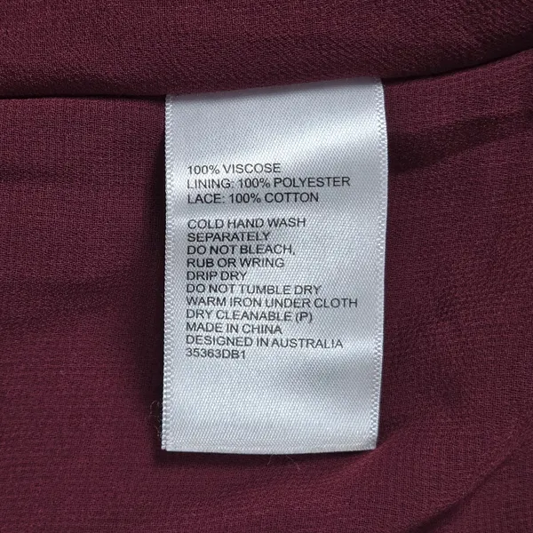 Bardot Maxi Dress Burgundy Sleeveless Button Front‎ Collared Viscose Size 2 - Image 4