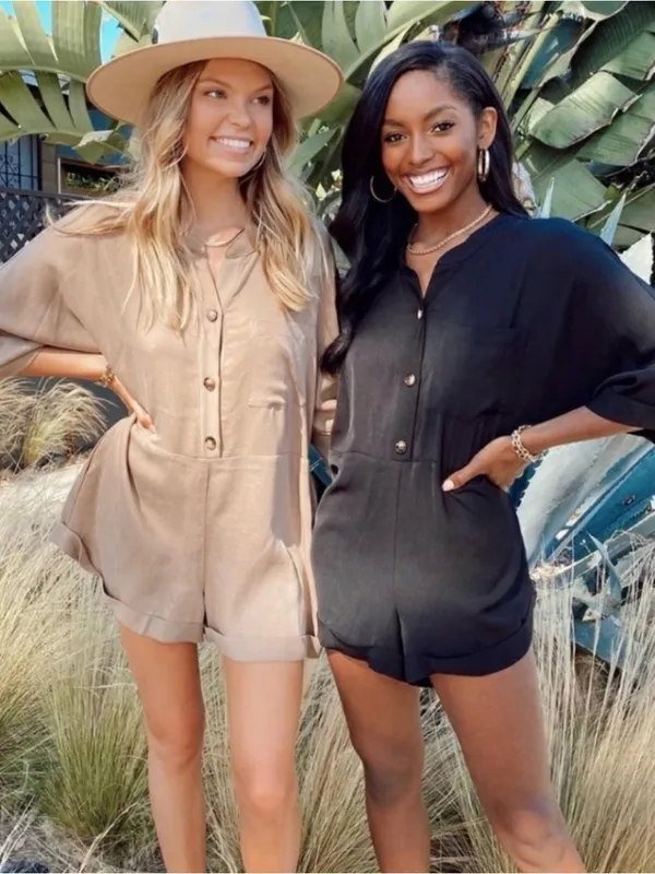 Show Me Your Mumu Horton Romper Sz L Boho Chic Western Minimalist Coastal Khaki - Image 3