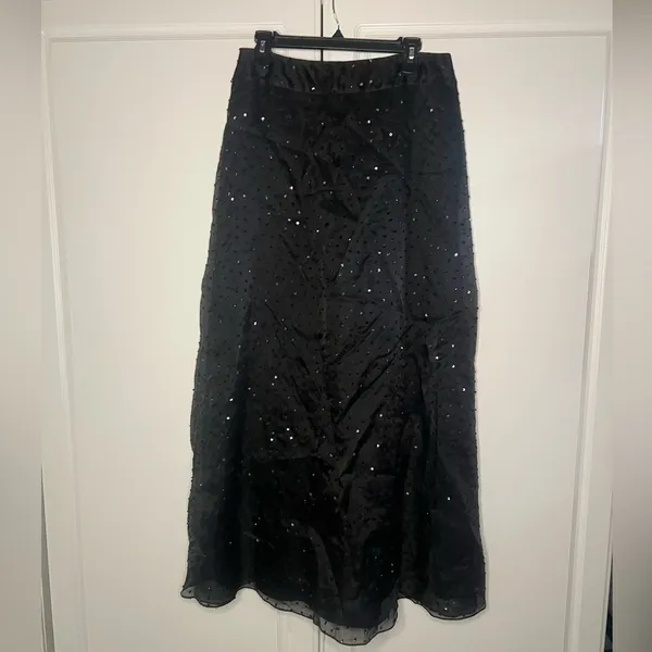 Tahari 100% Silk Beaded Maxi Skirt - Image 2