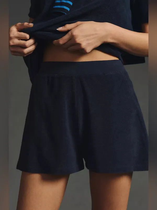 KULE The Terry Venus Shorts Dark Navy Blue Terrycloth Shorts Size Small - Image 2