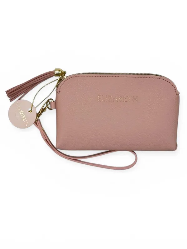 ELIZABETH Personalized Blush Pink Vegan Pebbled Leather NWT Wristlet from Chosen - Image 8