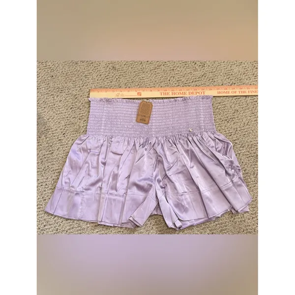 Natural Life NWT Lilac Lavender Smocked Satin Flowy Shorts L XL Boho Cottage - Image 4