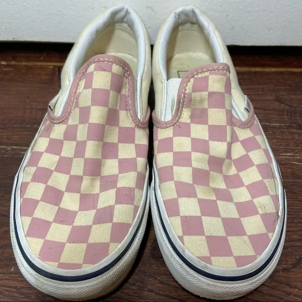 Vans Checkered Slip On Sneakers Skate Shoes Checkered Canvas Pink W5.5 M4 - Image 2