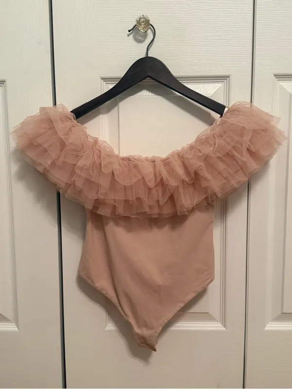 Free People Big Love Tulle Bodysuit in Dusty Rose - Image 4