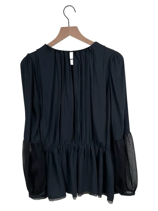Free People Soul Serene Top Black Size XS Sheer Contrast Whimsigoth Boho Witchy - Image 16