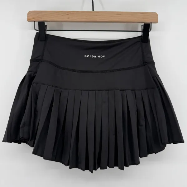 Gold Hinge Pleated Tennis Skirt Skort Black Women S Pickleball Preppy Sporty - Image 4