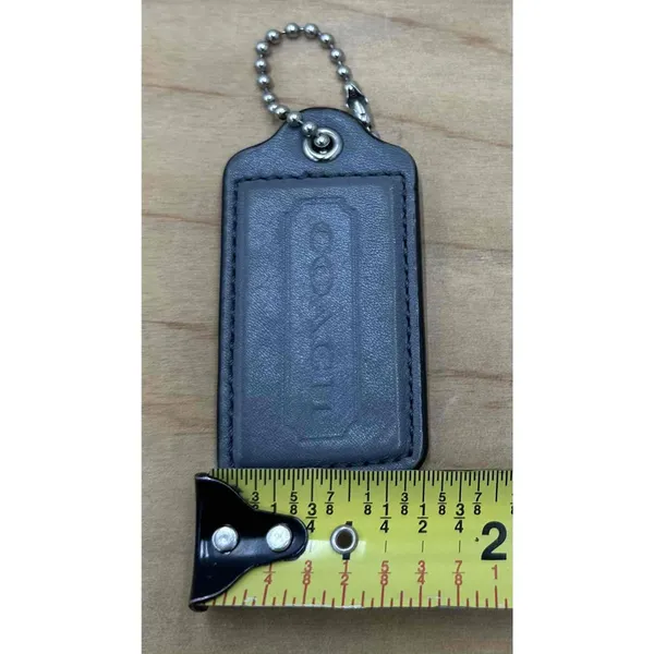 Coach Dark Gray Large‎ Leather Keychain Tag Ball Chain Charm Size 2.5 Inch - Image 4