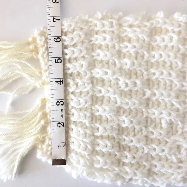Handmade Cream White Crochet Knit Tassel Scarf - Image 5