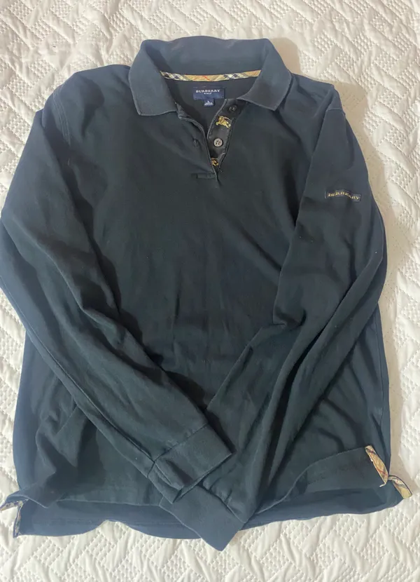 Burberry Black Polo Long Sleeve Shirt - Image 2