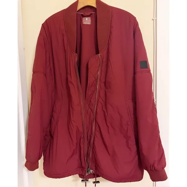 Free People | Oversized Bomber Jacket in Burgundy size Small - Image 5