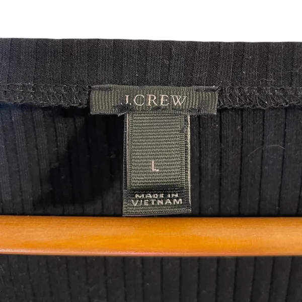 J. CREW Black Trumpet Bell Cuff Boat Neck Ribbed Knit Shirt Top - Size Large - Image 9