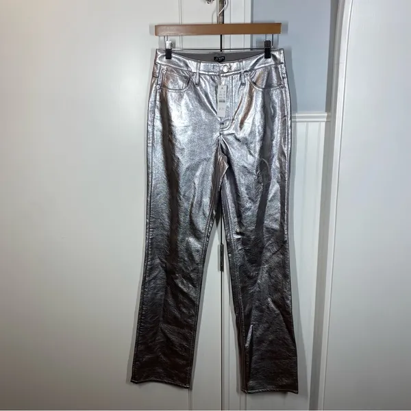 J. Crew Full-length demi-boot pant‎ in metallic faux leather 26T Tall holiday - Image 3