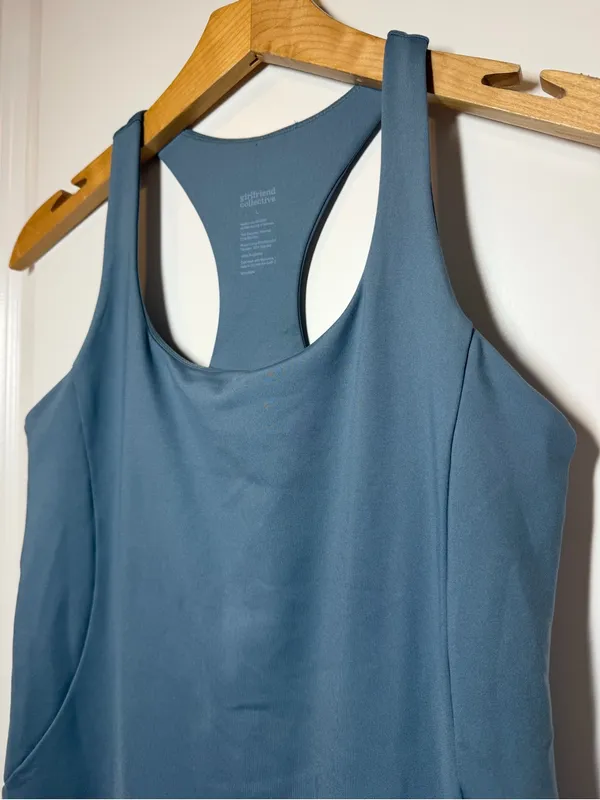 Girlfriend Collective Slate Blue Racerback Tank Athletic Dress - Image 3