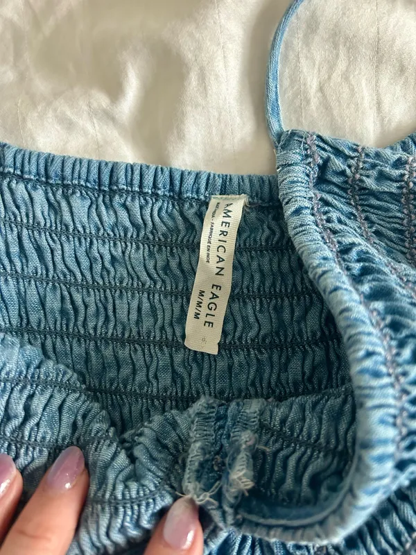 American Eagle Denim Mini Bubble Dress - Image 3