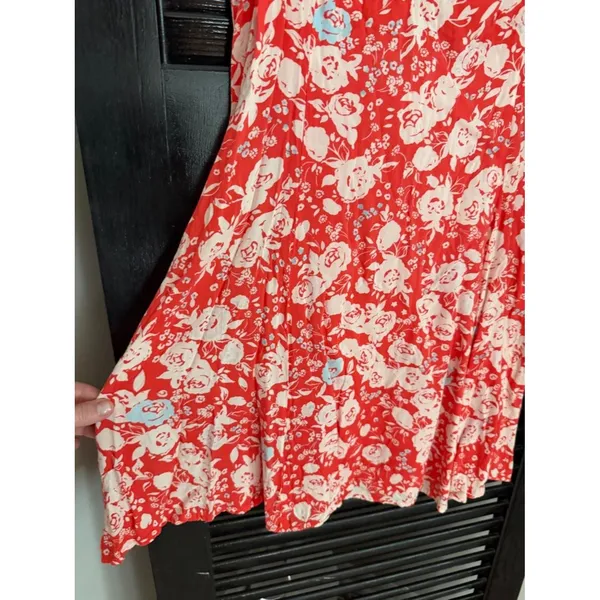 Free People Red Floral Twist Back Mini Dress Size 10 - Image 11