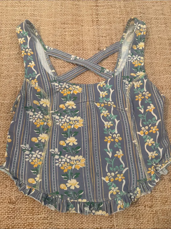 Free People Melanie Tank Top, Dusty Combo, Blue Floral Medium - Image 4
