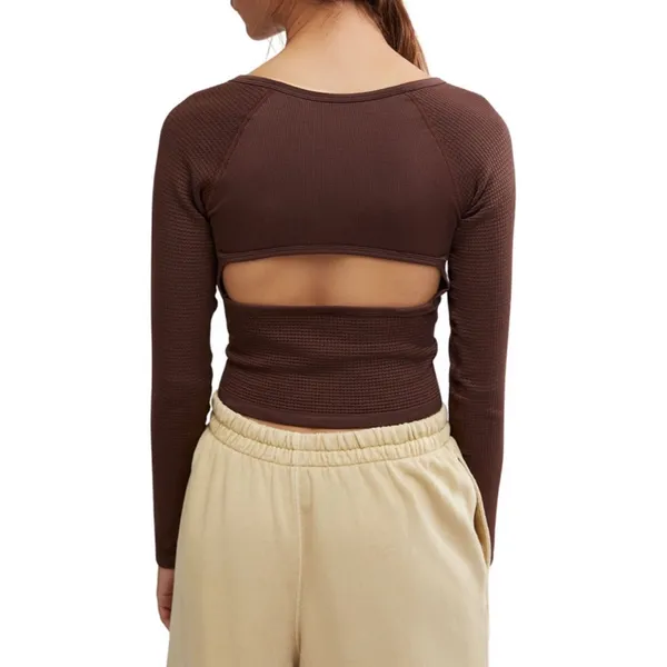 NWT Free People Movement Bail Out Long Sleeve Layer Crop Top Cocoa Brown XS/S - Image 2
