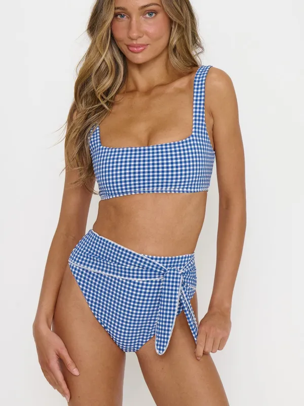 New Show Me Your Mumu Montauk Bottom size Large L gingham high waist swim bikini - Image 4