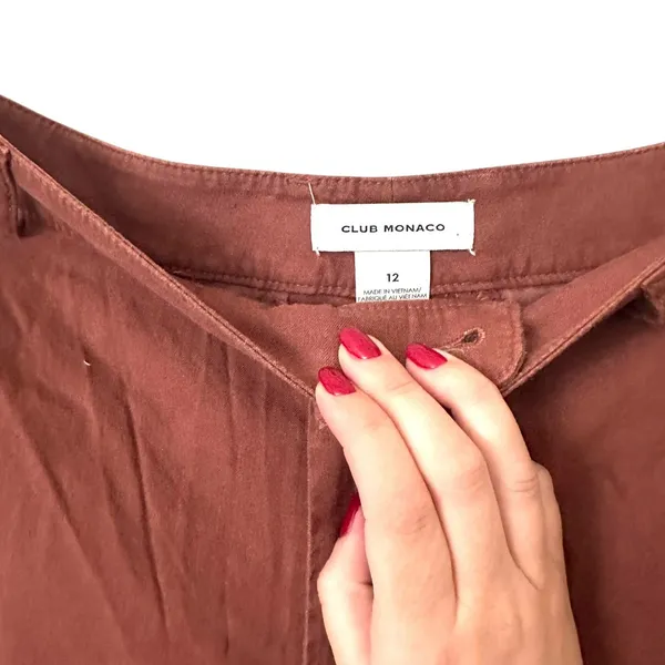 CLUB MONACO Wide Leg Linen Blend‎ Trouser Rust Brown Sz 12 - Image 4