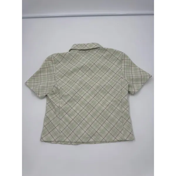 Aritzia Sunday Best Sun-deh Alice Blouse Green Plaid Women Size 4 - Image 4