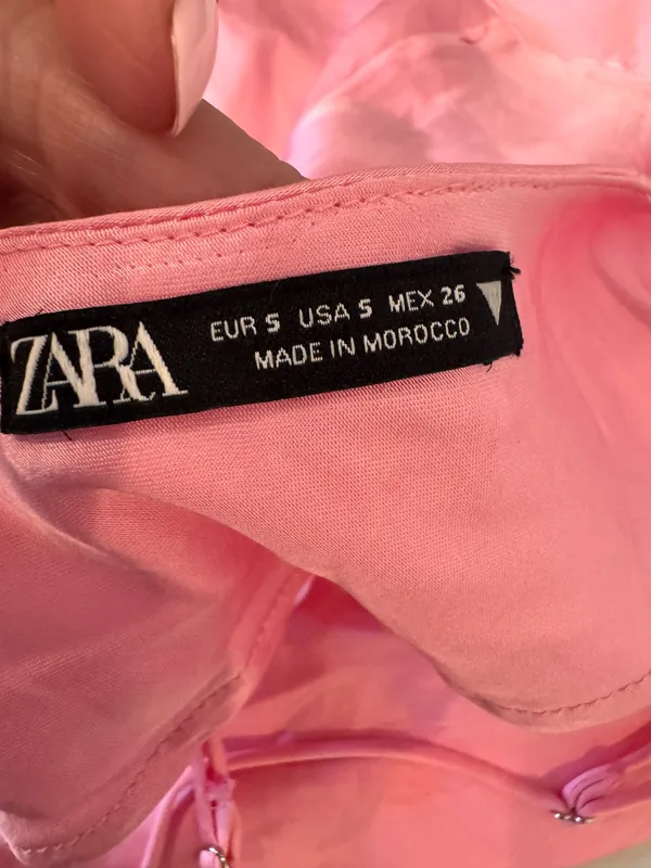 Zara Satin Cami Crop Top Spaghetti Straps Light Pink S - Image 6