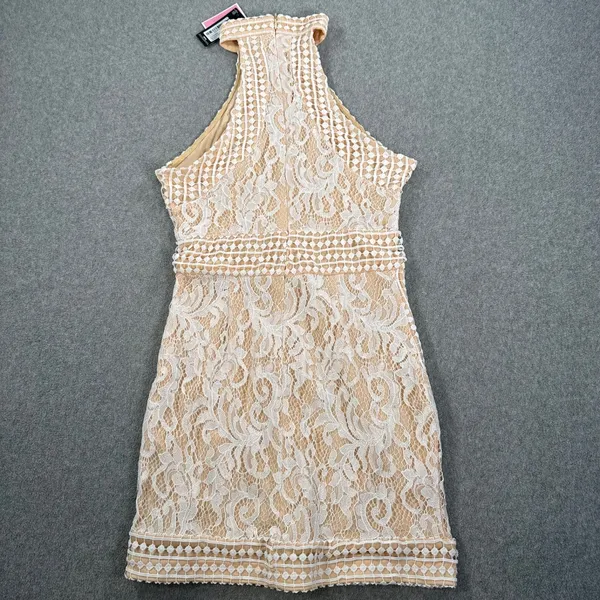 PrettyLittleThing Women's 6 White Lace High Neck Crochet Bodycon Dress New - Image 9